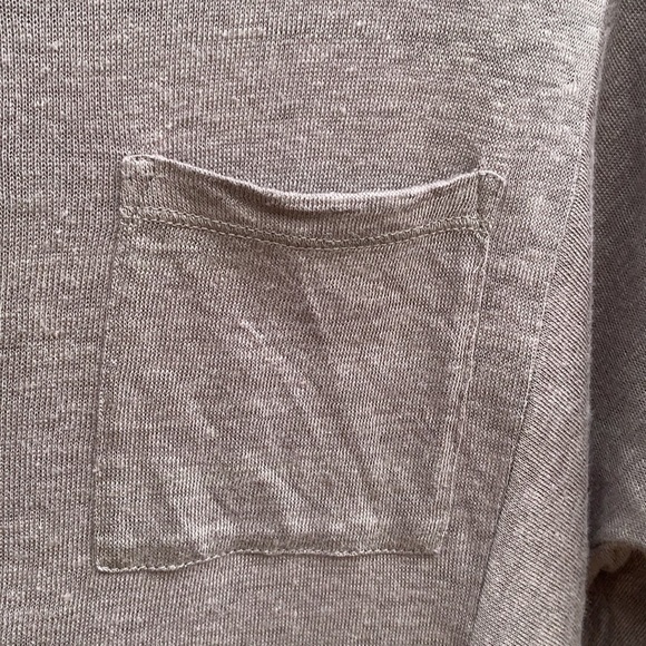 Vince linen long sleeve pocket henley top in taupe - Picture 6 of 11